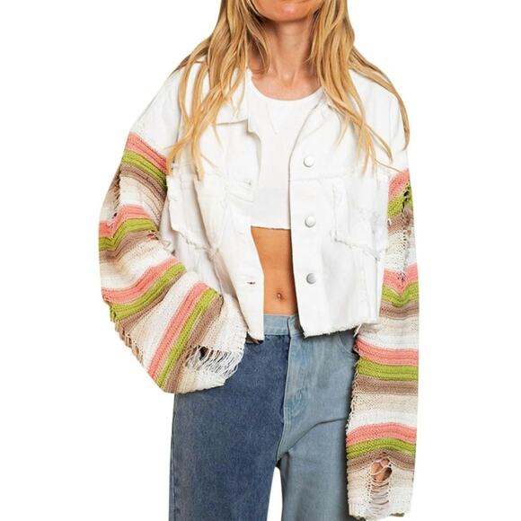 POL Crochet Knit Spring White Jacket Oversized Size 3X NWOT Boho - Picture 1 of 6